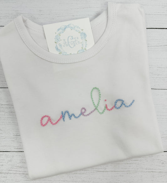 Hand Embroidered name tees - Girls